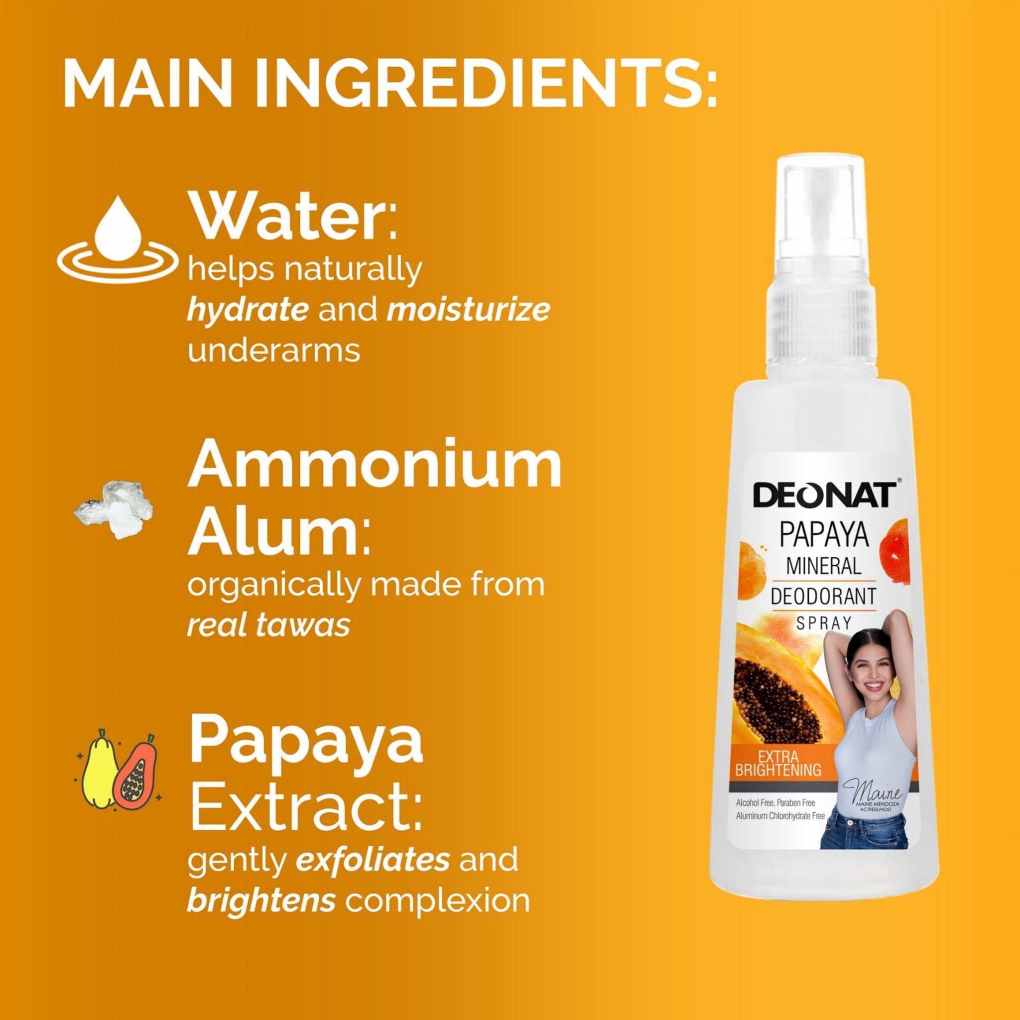Deonat Natural Papaya Deodorant Spray 100ml Lifestyle in Cloud UAE
