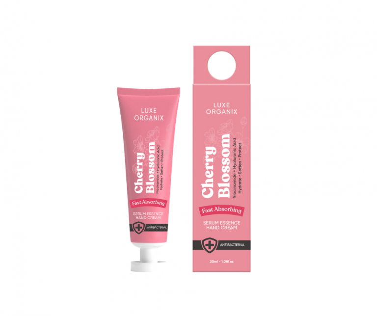 Luxe Organix Cherry Blossom Serum Essence Hand Cream Lifestyle in